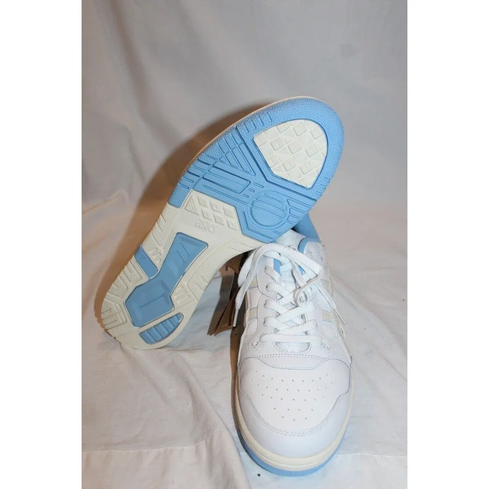 ASICS EX89 Men's Athletic Leather Sneakers White Blue Classic Sneakers NEW 10